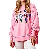 ABYOVRT Christmas Sweatshirt for Women Funny Sequin Sweater Nutcracker Santa Xmas Graphic Oversized Pullover Tops