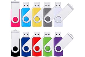 Flash Drive 16GB USB 2.0 10 Pack Swivel Blank Memory Stick Pnstaw Bulk Thumb Drive Pen Drives Jump Drive for Data Storage, File Sharing(10 Pack,Multi-Color) (16GB)