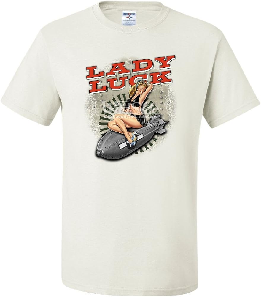 Lady Luck Sexy Pin Up Girl T Shirt Vintage Retro Bomb Ww2 Usa T 1773