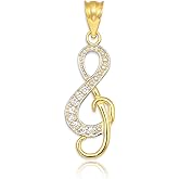 10k and 14k Gold Diamond Treble Clef Charm Music Note Pendant