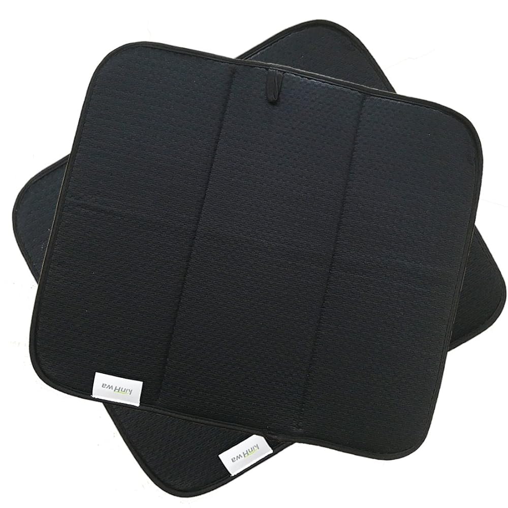 KinHwa Microfibre Dish Drying Mat for Sink Super Absorbent Draining Board Mats Washing Up for Glass, Plate&Cup 40cm X 45cm 2 Pack Black