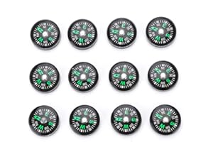 OUMIJ 12pcs Mini Compass, 20mm Mini Pocket Oil Filled Compass, Green Direction Indicator Camping Survival Compass, Easy to Identify Compass for Hiking Camping Outdoor Activities Accessory
