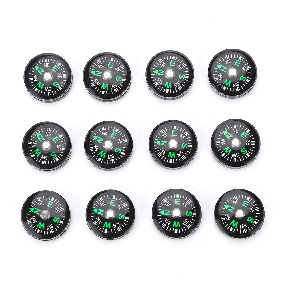Liquid-Filled Mini Compass Set - 12pcs Button-Pocket Compass for Hiking and Navigation Survival