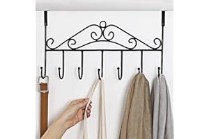SSAWCASA Over the Door Hooks, Over the Door Hanger for Hanging, Over Door Towel Rack Coat Rack Hanger Hooks for Clothing, Anti-Rust Overdoor Organizer Rack with 7 Hooks for Bathroom Bedroom Hat Purse Robe
