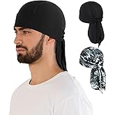 MELASA Cooling Do Rags Skull Cap Helmet Liner, Sweat Head Wraps Bandanas for Men Running Cycling Motorcycle