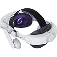 KIWI design Comfort Battery Audio Head Strap 6400mAh Compatible with Quest 2 Accessories, AIO All-in-one Headphone Elite Strap Battery Pack Replacement, White and black