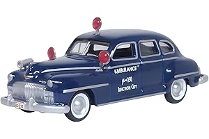Oxford Diecast 1946 DeSoto Suburban Ambulance Dark Blue Junction City Ambulance 1/87 (HO) Scale Diecast Model Car 87DS46005