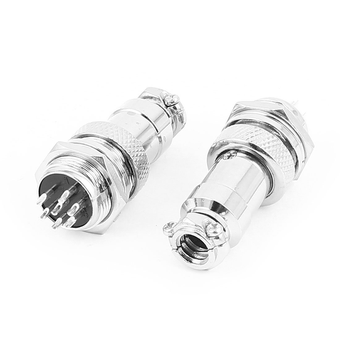 sourcing map 2 Sets Screw Joint Aviation Connector Male Female GX16-7 16mm 7 Pin