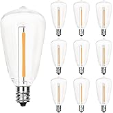 Konictom Edison LED Light Bulbs,10 Pack ST38 Clear Replacement Bulbs Fits C7 E12 Screw Base Light,Vintage 0.6W Dimmable Waterproof Bulbs for Indoor Outdoor Patio String Lights