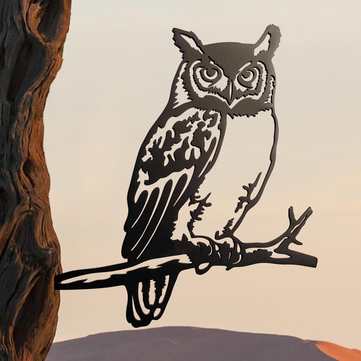 Plaques & Wall Art - OULYDEKO Owl Garden Decor Metal Birds Yard Decor Owl Wall Decor Gifts Wall Art Metal Owl Outdoor Christmas Garden Decor Yard Art Outdoor Tree Decor Garden Silhouette,Metal Art for Outside