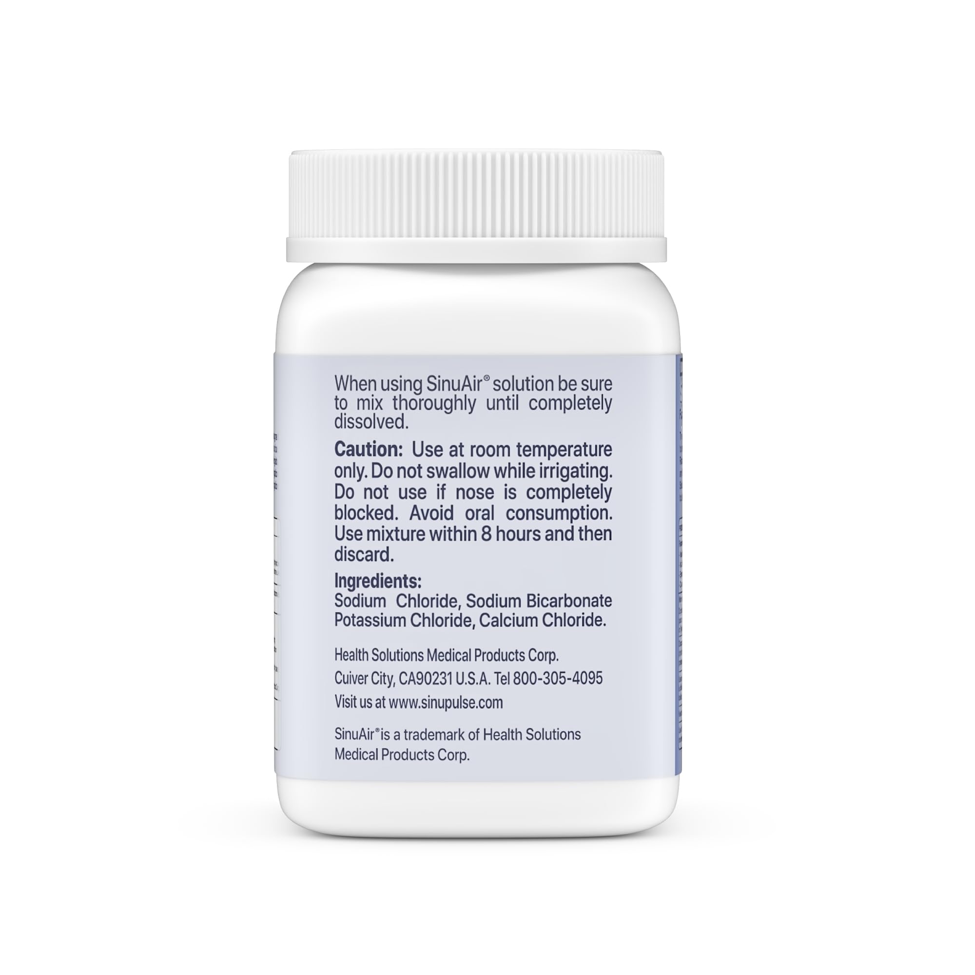 SinuAir Sinus Rinse Salt Solution - Saline Powder for SinuPulse System, Neti Pot Flush, Nasal Wash Squeeze Bottle, & Nose Irrigation, Enhanced Formulation & Cleaning for Sinuses, 200g Bottle