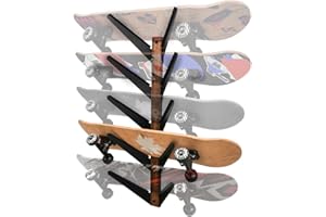J JACKCUBE DESIGN Skateboard Wall Mount Storage Rack, Longboard Organizer Horizontal Display Holder Floating Shelf for 5 Skate Deck - MK957A