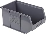 BiGDUG Plastic Parts Bins 10-Pack Stackable or Wall Mount Grey 125x150x240mm view 3