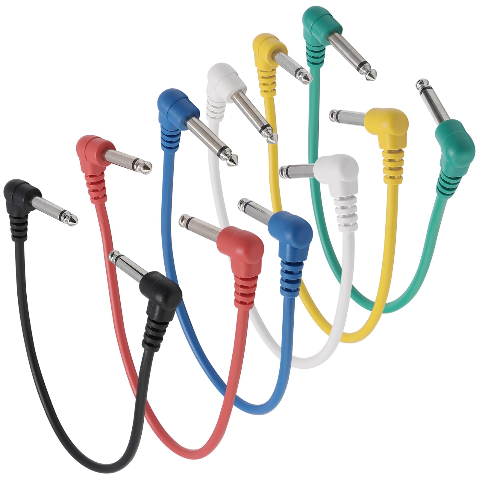 Unxuey Guitar Patch Cables 30CM 6PCS, 6.35mm Effects Pedal Board Lead 1/4 Inch Instrument Cord for Guitar/Bass Effect Pedal