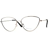 Womens Metal Rim Cat Eye Clear Lens Fashion Eye Glasses