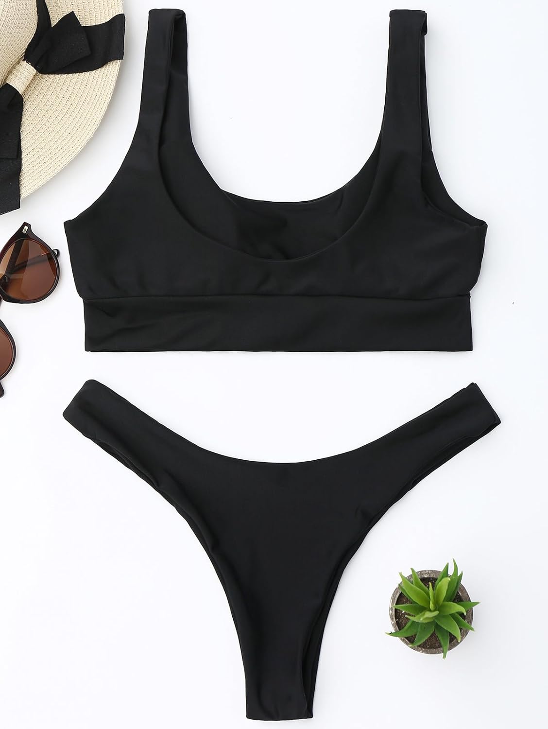 hannea scoop high cut thong bikini set