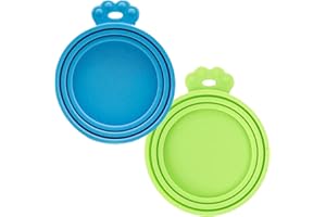WOHENI Can Lids, Can Cover Dog Food, Can Dog Food Lids, Universal Silicon Can Lid Fits Most Standard Size Dog and Cat Can Tops (Green, Blue)