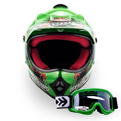 ARMOR Helmets AKC-49 Set „Green“ (Grün) · Kinder-Cross Helm · Sport Off-Road Moto-Cross Enduro Motorrad Kinder · DOT certifie