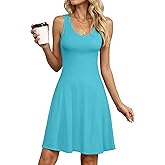 Valiamcep Women's Summer Dresses Scoop Neck Sleeveless A-Line Ribbed Knit Midi Tank Dress