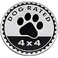 Dogs Badge Rated Car Emblem, 4 x 4 3D Metal Car Badge Decals Stickers Round Emblem Decals, Universal Exterior Decorations Accessories Emblems Badge for Jeep Wrangler Vehicles Truck SUV RV
