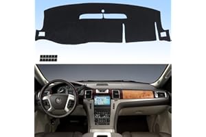 AUQDD Dashboard Cover Mat Fit for 2007 2008 2009 2010 2011 2012 2013 2014 Ca-dillac Escalade, Black Flannel Dash Mat, Anti-Glare, Anti-Reflection, No Peculiar Smell - Only Fit for Left Hand Drive