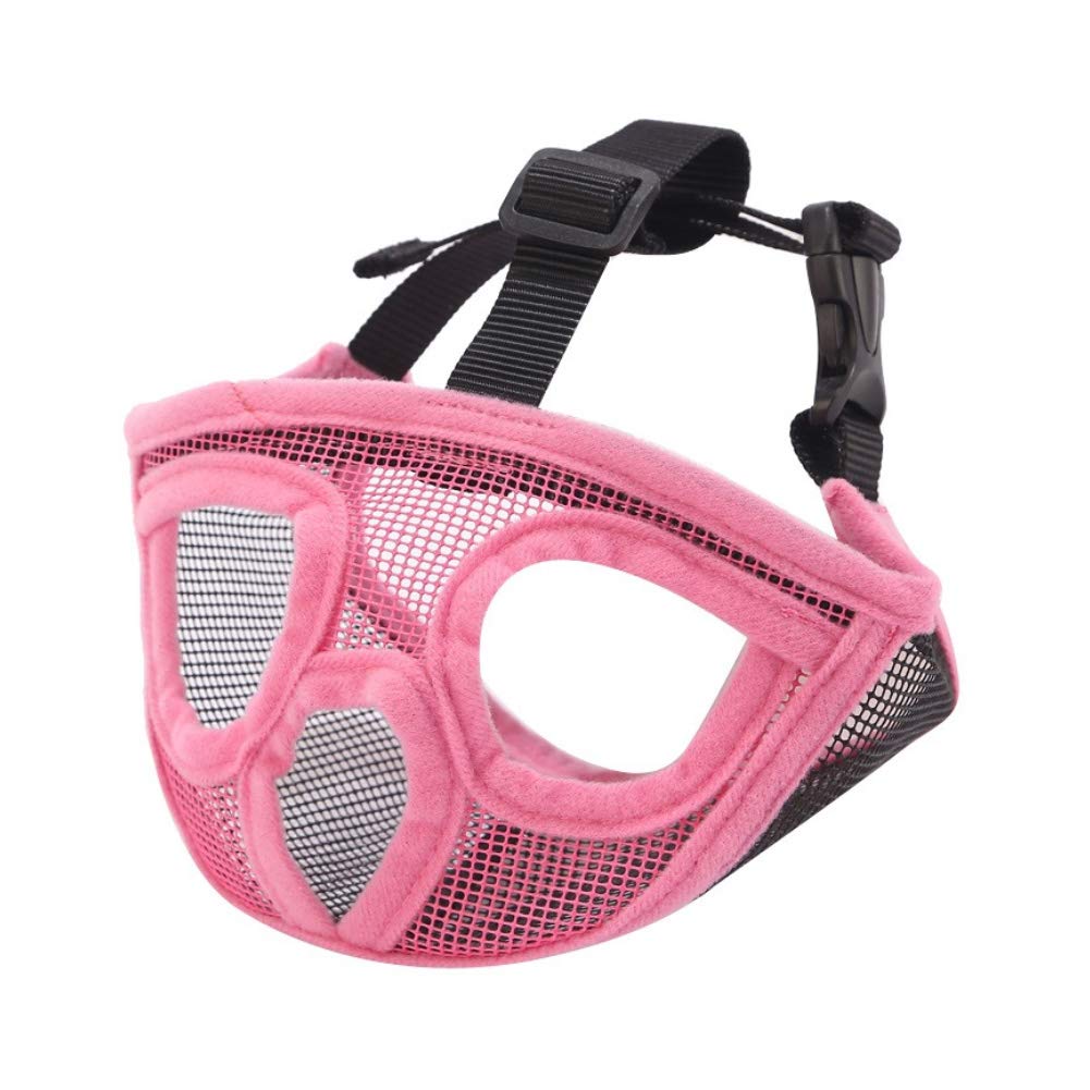 Anti-Biting Bulldog Pug Muzzle Adjustable Short Snout Dog Muzzle Breathable Mesh Muzzle Dog Mouth Cover for Pitbull, Boston Terrier, Chow Chow for Biting Chewing Barking and Training (S-Pink)