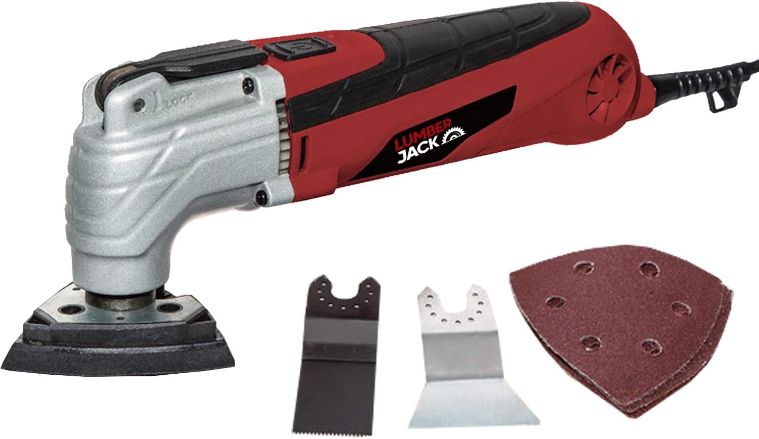 LUMBER JACK Oscillating Multi Tool 300W 240V Includes 29 Accessories for Wood Metal Sander Scraper, Red