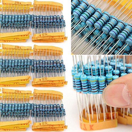 WiMas 1 ohm-1M ohm 1W 100 Value Metal Film Resistor Resistance Assorted Kit 1000Pcs
