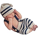 Newborn Photography Props Baby Boy Girl Knitted Outfits Crochet Hat Pants Photo Shoot Props