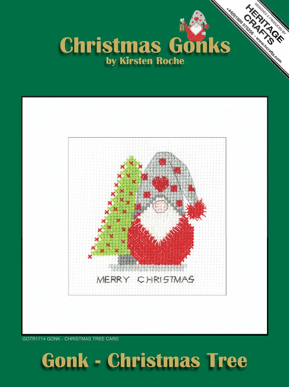 Heritage Crafts Cross Stitch Kit - Christmas Card, Gonk - Christmas Tree