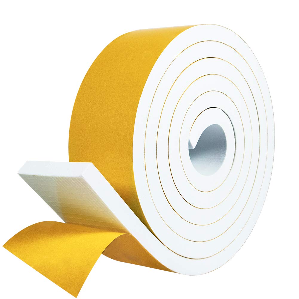 fowong Self Adhesive Weatherstripping 50mm Wide X 10mm Thick X 2m Long White Colour Closed Cell Foam Tape Home Window Door Draught Excluder
