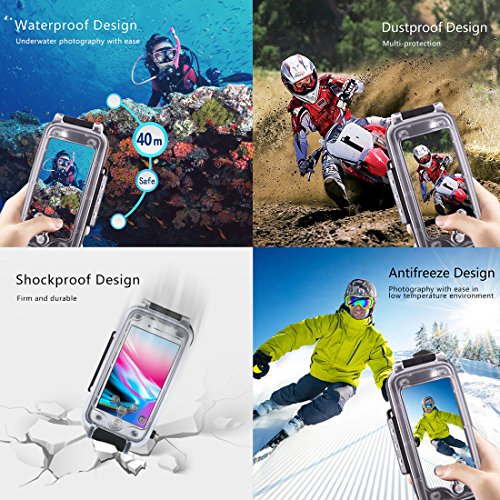 HAWEEL iPhone 7 Plus/ 8 Plus Underwater Housing Professional [40m/130ft] Diving Case for Diving Surfing Swimming Snorkeling Photo Video with Lanyard (iPhone 7 Plus/ 8 Plus, Black) - Thumbnail 7