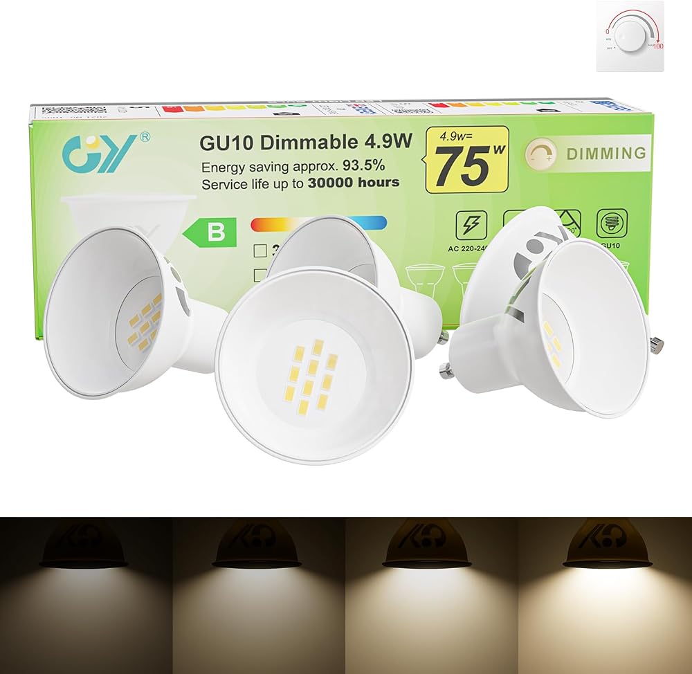 GY Dimmable GU10 LED Bulb 4.9W 790LM 4000K 120° Beam 5-Pack