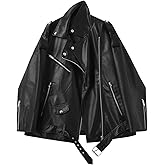 LY VAREY LIN Women Faux Leather Jacket Lapel Collar Motorcycle Zip Up Long Sleeve Motor Biker Short Coat Jacket