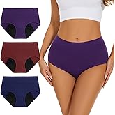 Allbase Incontinence Underwear for Women High Absorbency Period Panties Ladies Leakproof Protective Menstrual Postpartum Bladder Control Washable Cotton Briefs Multipack