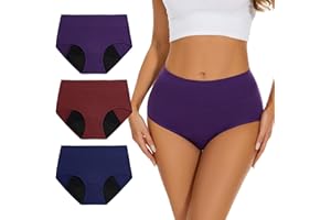 Allbase Incontinence Underwear for Women High Absorbency Period Panties Ladies Leakproof Protective Menstrual Postpartum Bladder Control Washable Cotton Briefs Multipack