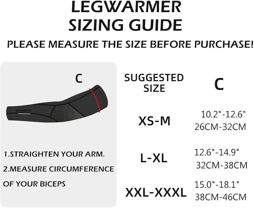 ROCK BROS Thermal Arm Warmer for Men & Women Arm Sleeves for Cycling Running, Autumn & Winter Windproof Warm Fleece Thermal Cycling: Clothing