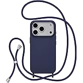ZTOFERA for iPhone 17 Pro Case with Strap,Crossbody Phone Case with Adjustable Neck Shoulder Lanyard,Soft Silicone Shockproof Protective Phone Cover for iPhone 17 Pro 6.3 inch-Dark Blue