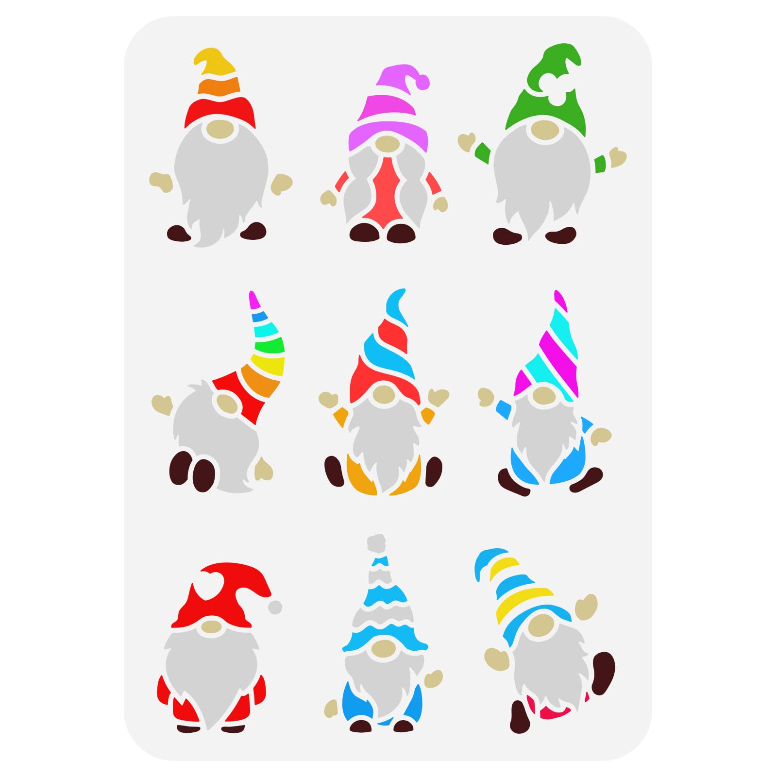 FINGERINSPIRE Gnomes Stencil 21x29.7cm Reusable 9 Style Gnomes Pattern Painting Template DIY Art Dwarfs Drawing Stencil for Card Making, Scrapbooking, Wood, Wall, Paper and Furniture