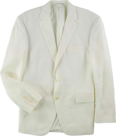 Ralph Lauren Mens Linen Two Button Blazer Jacket, Off-White, 42 Regular at Amazon Menâs Clothing 