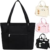 Fammart Large Canvas Tote Bag for Women with Zipper & Compartments, Crossbody Laptop Bags for Work College Travel