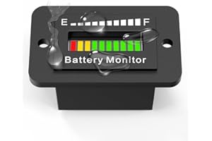 MOCATEC Waterproof Marine Ezgo Golf Cart Battery Gauge Battery Meter Battery Monitor Volt Voltage Meter Level Capacity Indicator LED Display Light for 12V 24V 36V 48V 60V 72V Boat Club Car Golfcart Car Motor