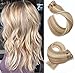 Vario Clip in Hair Extensions Human Hair Double Weft Brazilian Hair 22 Inch Mixed Bleach Blonde 7pcs 70g Set Silky Straight 100% Real Remy Human Hair Extensions Balayage Hair