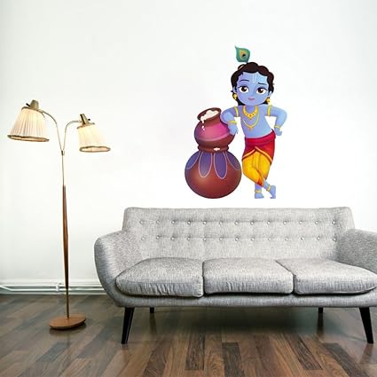 DecorVilla PVC Vinyl Bal Krishna Wall Sticker and Decal (38cm x 58cm)