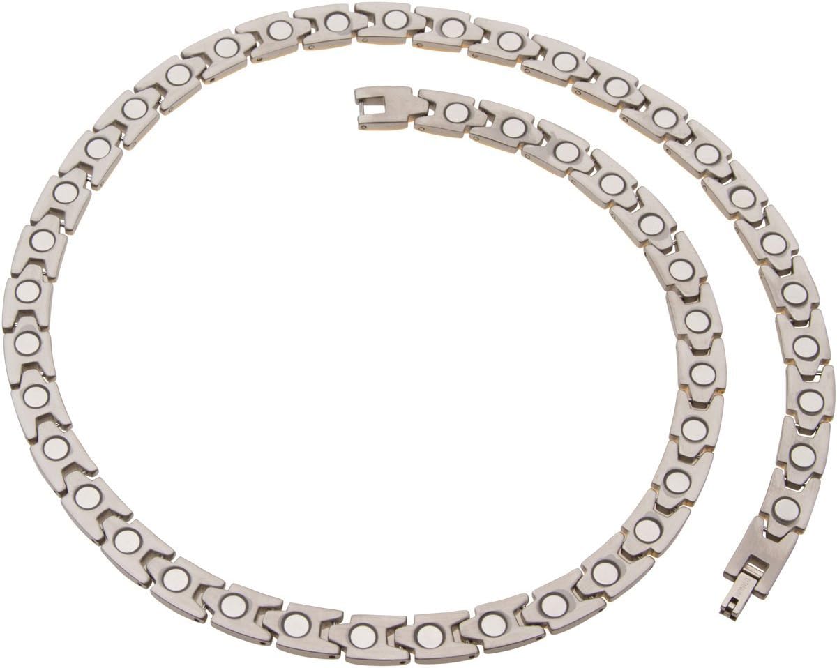 Elegant Titanium Magnetic Therapy Necklace Pain Relief for Neck Arthritis Migraine Headaches Shoulders and Back: Health & Personal Care