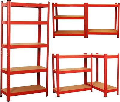 Shine Planet 5 Tier Garage Shelves Metal Storage Racking 875kg Capacity