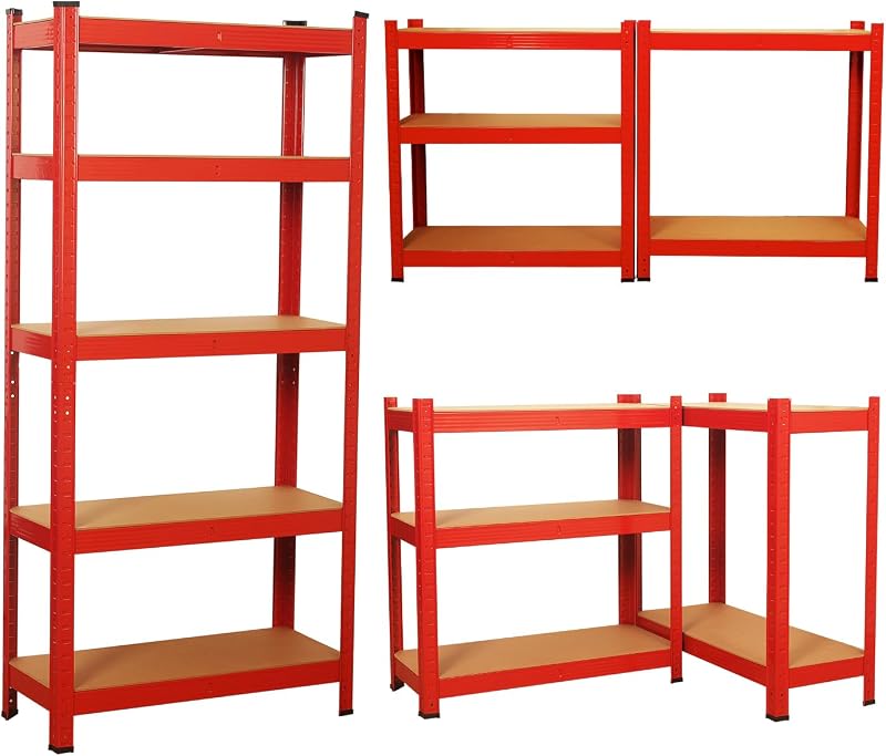 Shine Planet 5 Tier Garage Shelves Metal Storage Racking 875kg Capacity