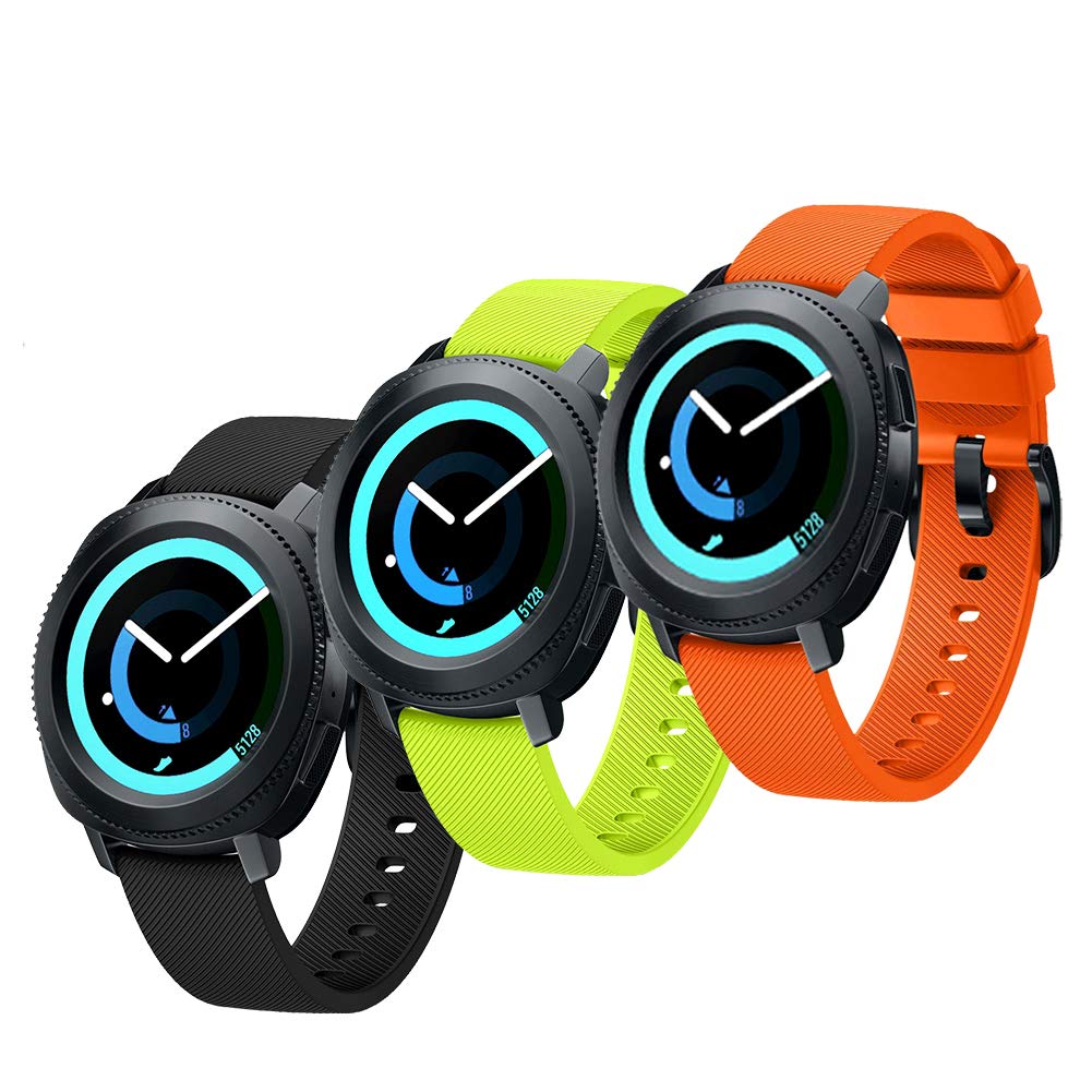 FunBand Strap Compatible with Gear Sport Strap Bands, 20mm Soft Silicone Replacement Wristbands Fit for 20mm Universal Strap/Galaxy Watch 42mm/Galaxy Watch Active/Galaxy Active 2/Vivoactive 3