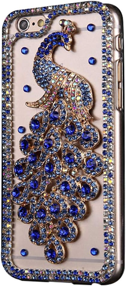 STENES iPhone 6S Plus Case - Stylish - 100+ Bling Crystal - 3D Bling Handmade Luxury Peacock Design Cover for iPhone 6S Plus/iPhone 6 Plus - Blue