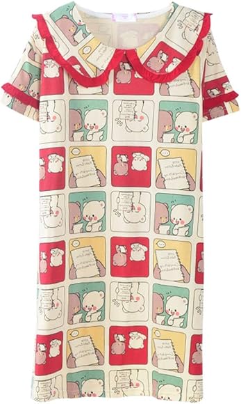 Amazon ルームワンピース ネグリジェ かわいい レディース 夏 半袖ワンピース パジャマ 綿 通気抜群 寝巻き 快適 部屋着 彼女のプレゼント ナイトウェア 花柄 L ルームワンピース ネグリジェ 通販